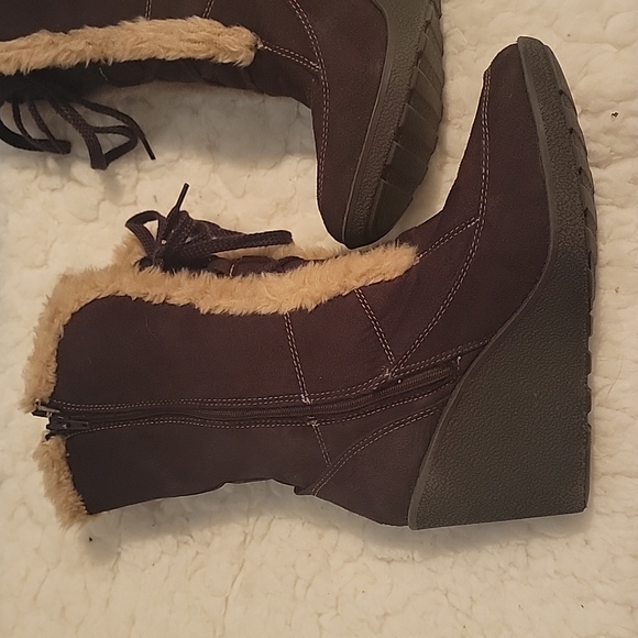 Route 66 suede n fur wedge boots 9 - Picture 5 of 12